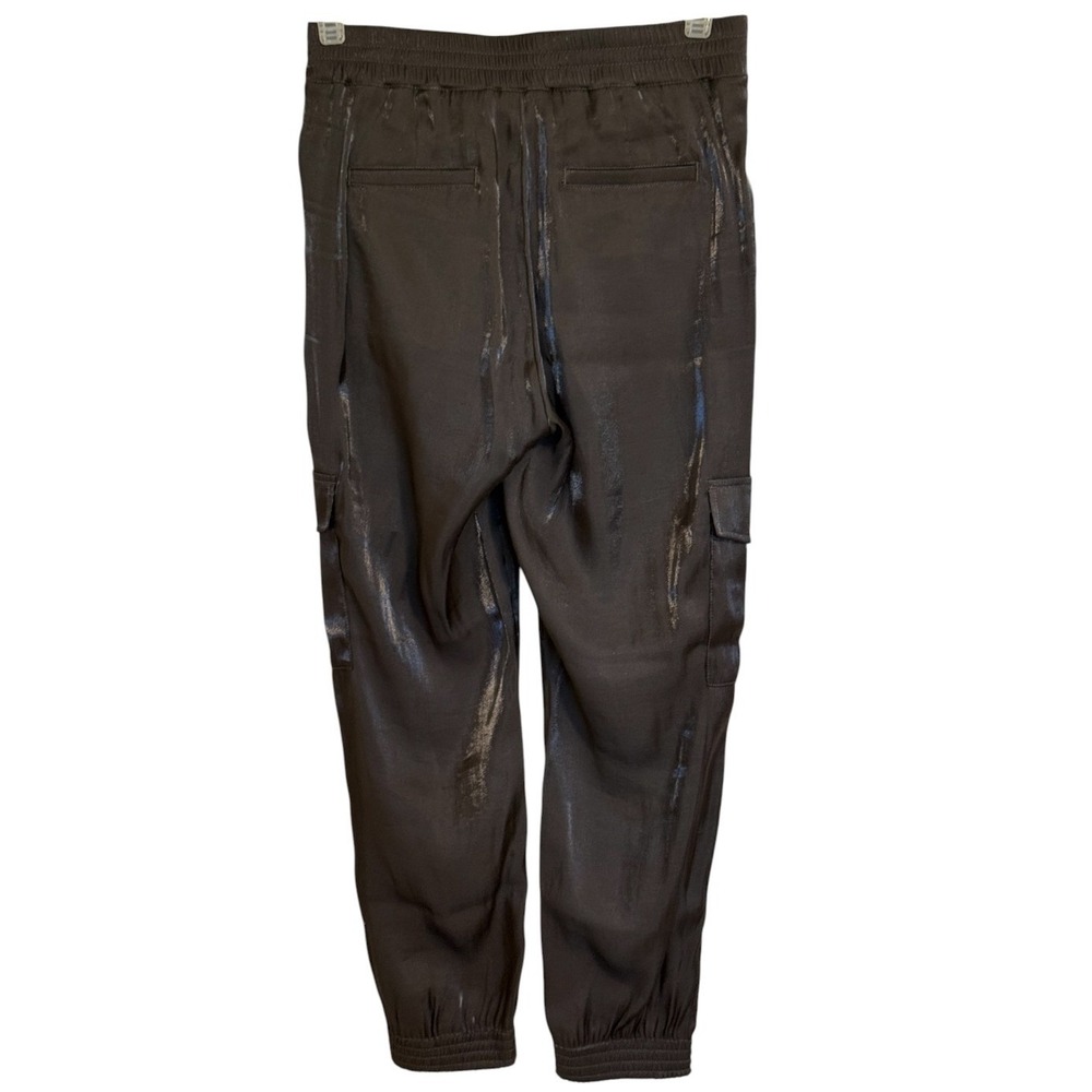 ANTHROPOLOGIE Shimmery Charcoal Gray Satin Cargo Joggers Pants EUC Size Small - Picture 6 of 7